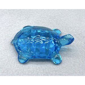 Northwood Glass Turtle Flower Frog Blue Glass 6 Hole  READ AS IS